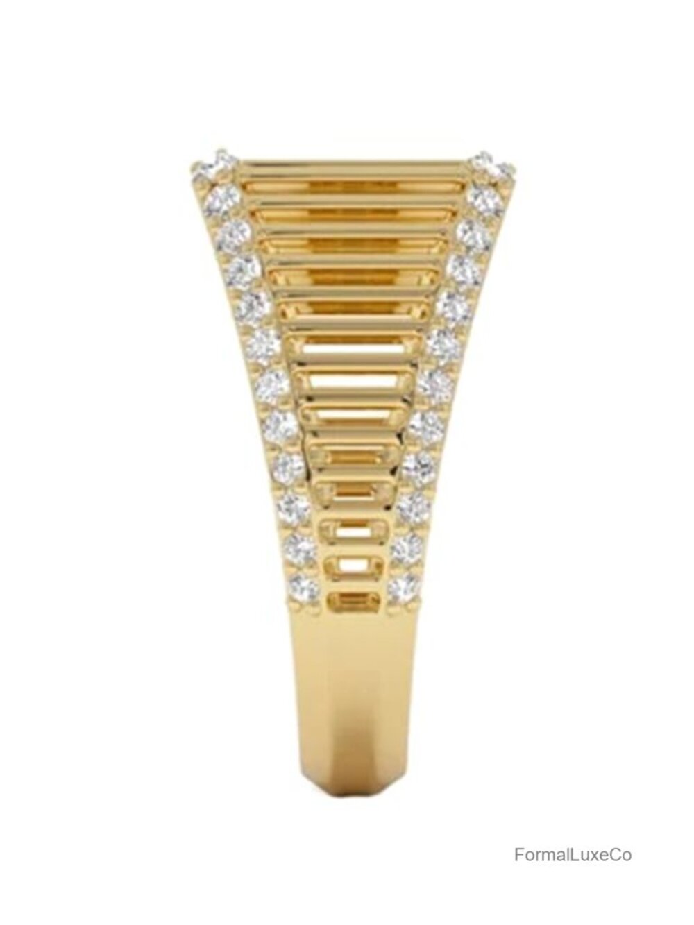 Luxury Cubic Zirconia Fence Statement Ring for Women Men CZ Geometric Eternity - Picture 3 of 5